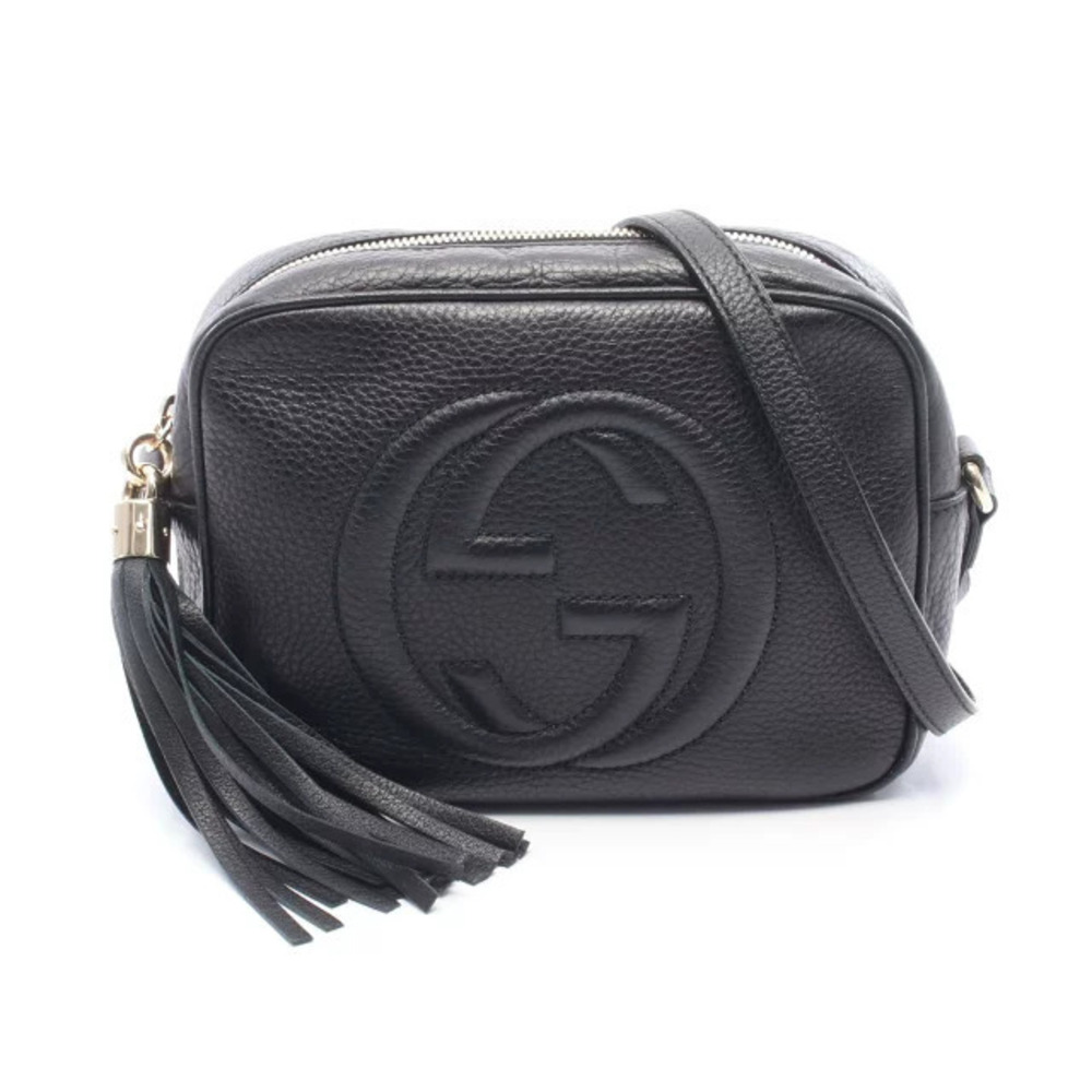 Gucci Soho Disco Bag Interlocking GG Leather Shoulder Bag Black